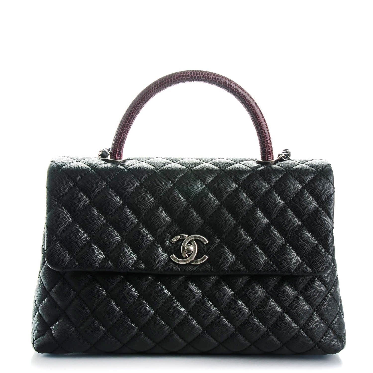 Chanel Caviar Lizard Quilted Medium Coco Handle Flap Black 1 of 7