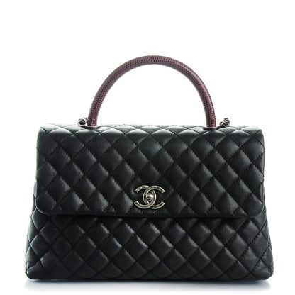 Chanel Caviar Lizard Quilted Medium Coco Handle Flap Black 1 of 7
