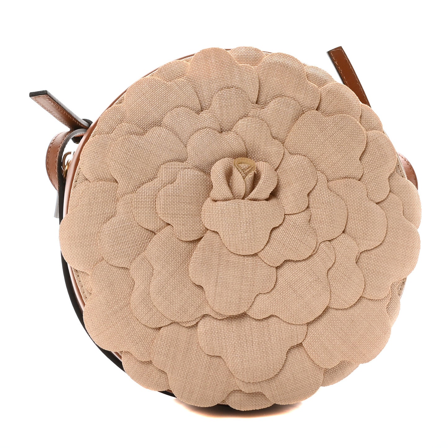Canvas Calfskin Atelier 03 Rose Edition Round Crossbody Bag Natural