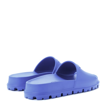 Prada EVA Rubber Triangle Logo Embossed Womens Lug Sole 20mm Slide Sandals 37 Azzurro 4 of 8