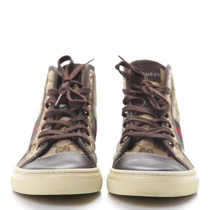 Gucci GG Monogram Web Womens High Top Sneakers 37 Brown 2 of 9