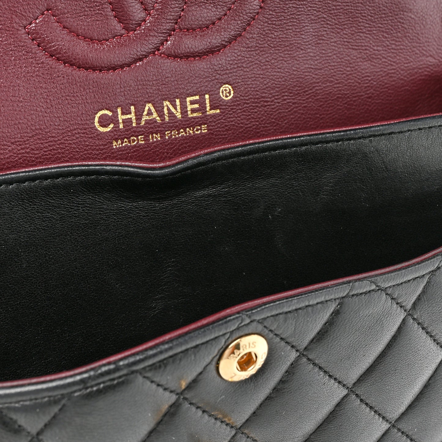 Lambskin Quilted Small Double Flap Black