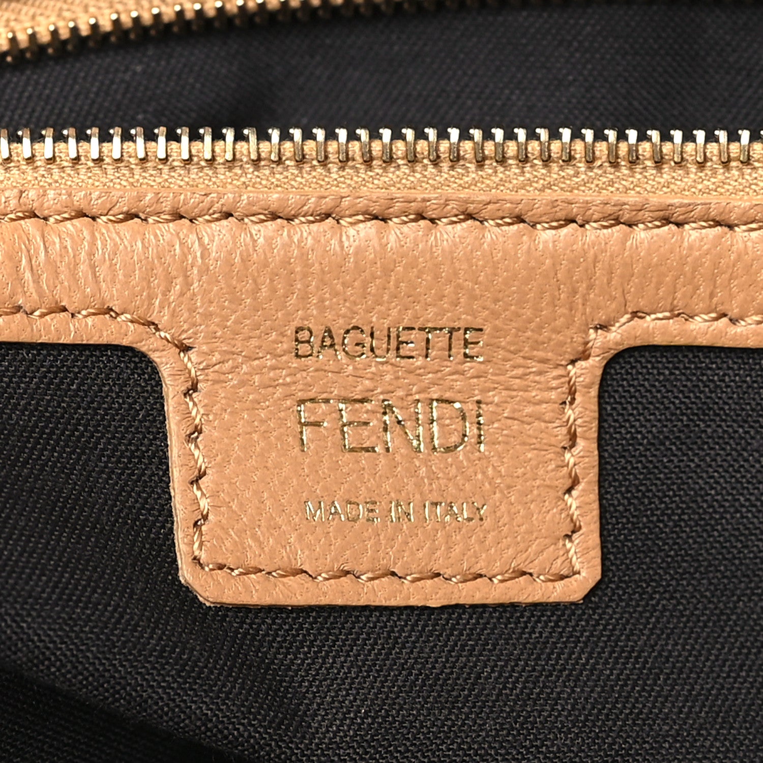 Fendi Nappa FF 1974 Embossed Baguette Miele Scuro 6 of 11