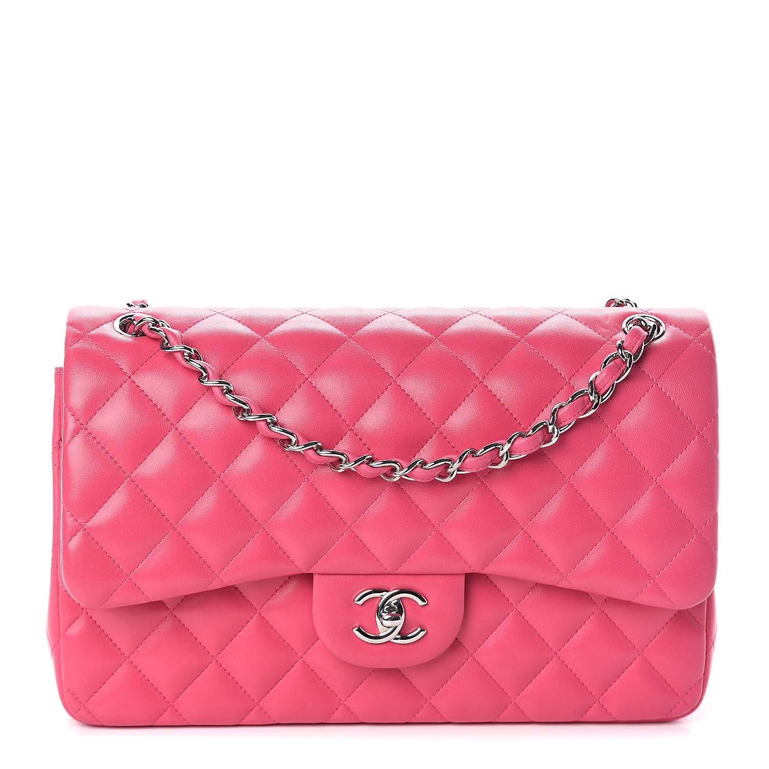 Chanel Lambskin Quilted Jumbo Double Flap Dark Pink 1 of 15