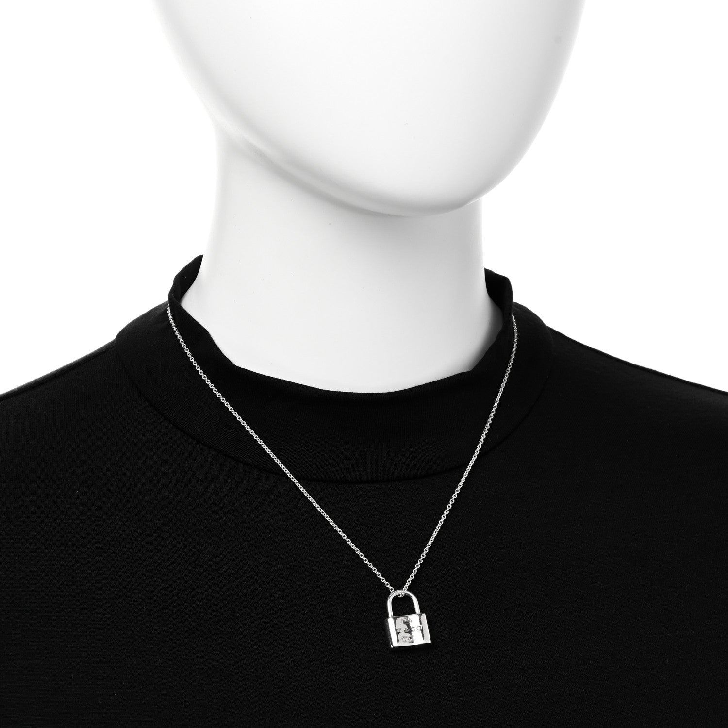Tiffany Sterling Silver 1837 Lock Charm Pendant Necklace 2 of 6