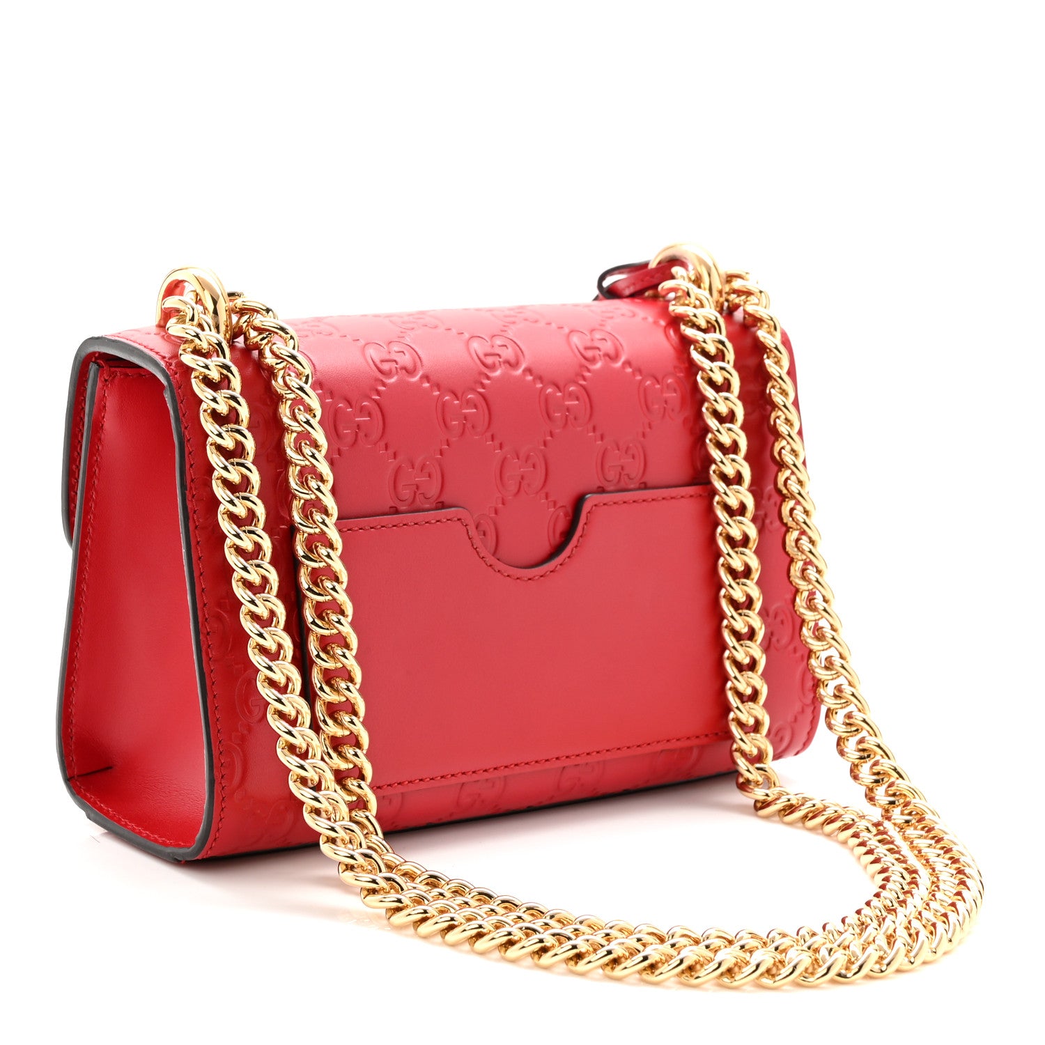 Gucci Guccissima Small Padlock Shoulder Bag Hibiscus Red 3 of 10