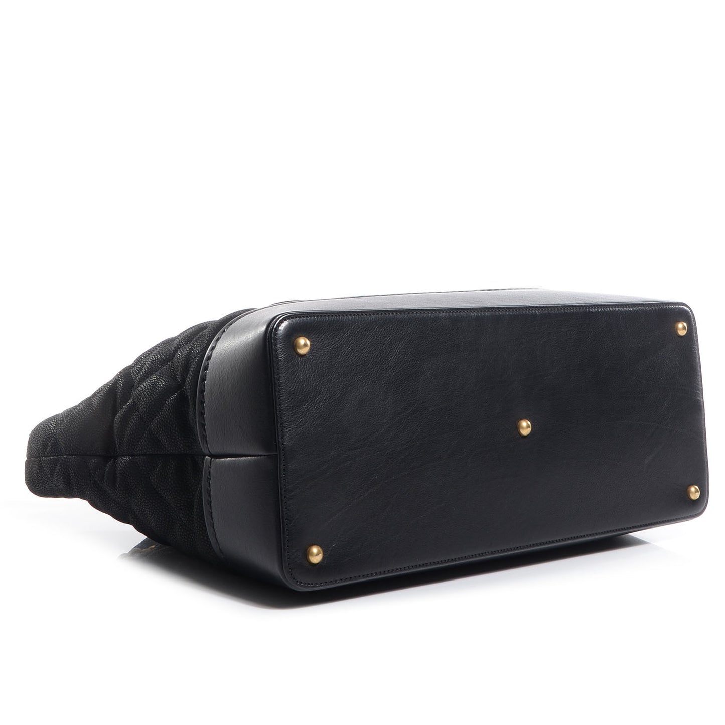 Iridescent Grained Calfskin Large Tote Black