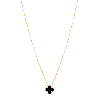 Van Cleef & Arpels 18K Yellow Gold Black Onyx Vintage Alhambra Pendant Necklace 1 of 6