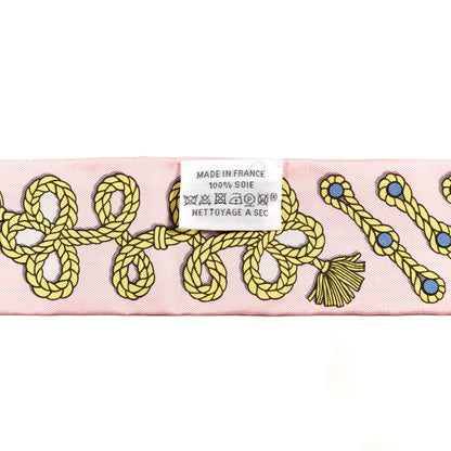 Hermes Silk Galons Et Brandebourg Twilly Rose Pale Bleu Jean 4 of 4