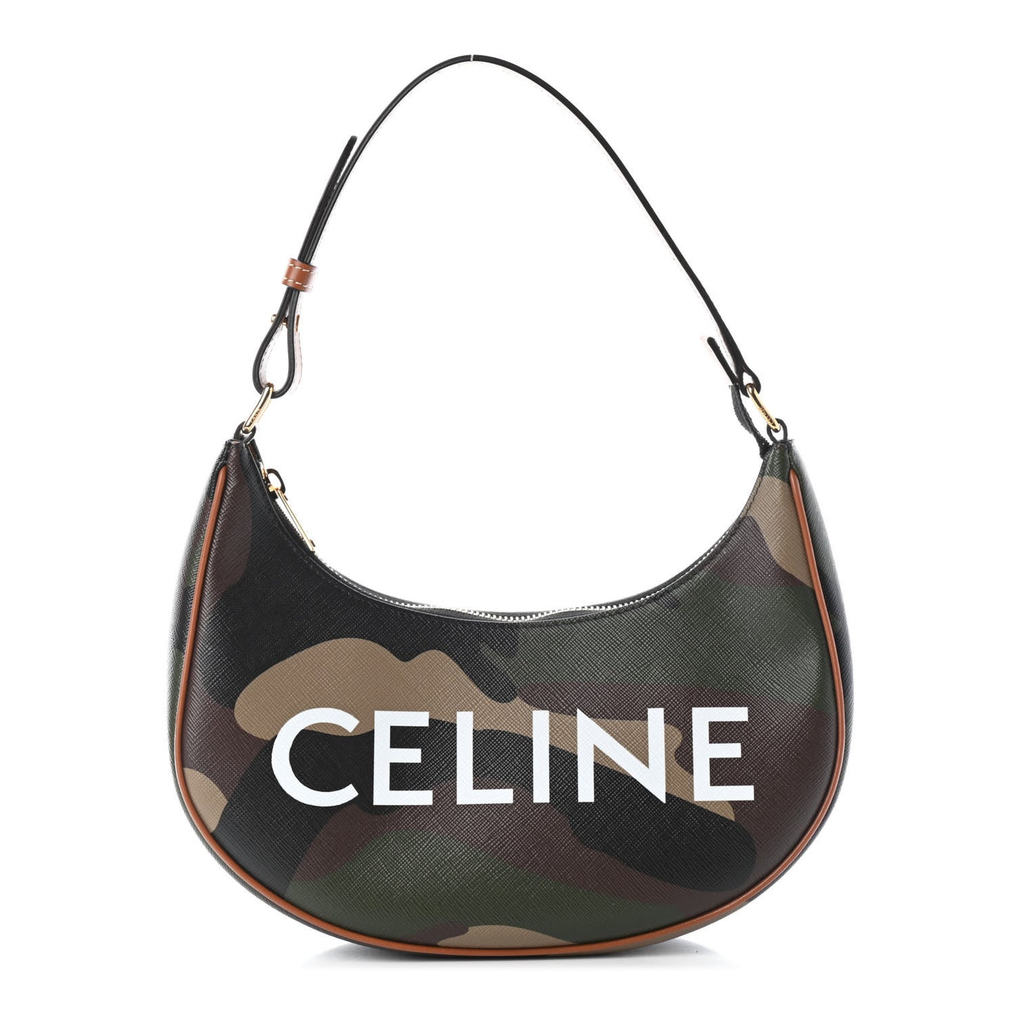 Canvas Calfskin Camouflage Ava Logo Triomphe Shoulder Bag Khaki