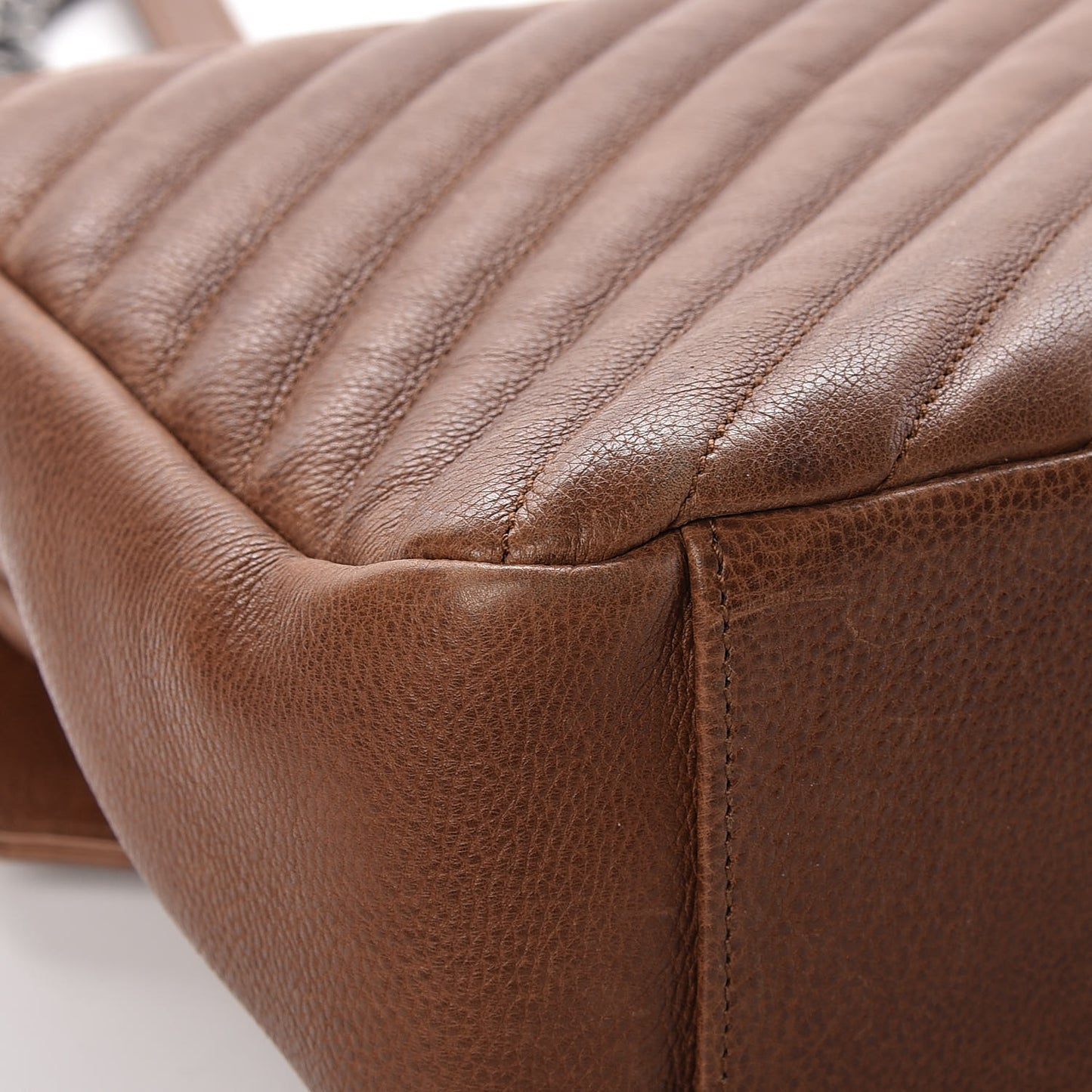 Calfskin Matelasse Chevron Monogram Large College Bag Cognac