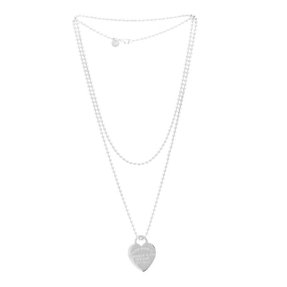 Tiffany Sterling Silver Long Return to Tiffany Heart Pendant Necklace 3 of 5
