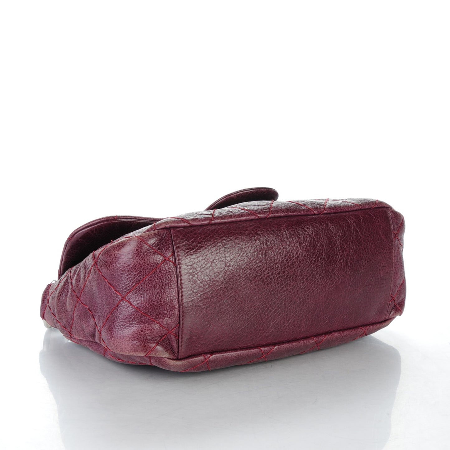 Glazed Calfskin Stitched On The Road Flap Plum