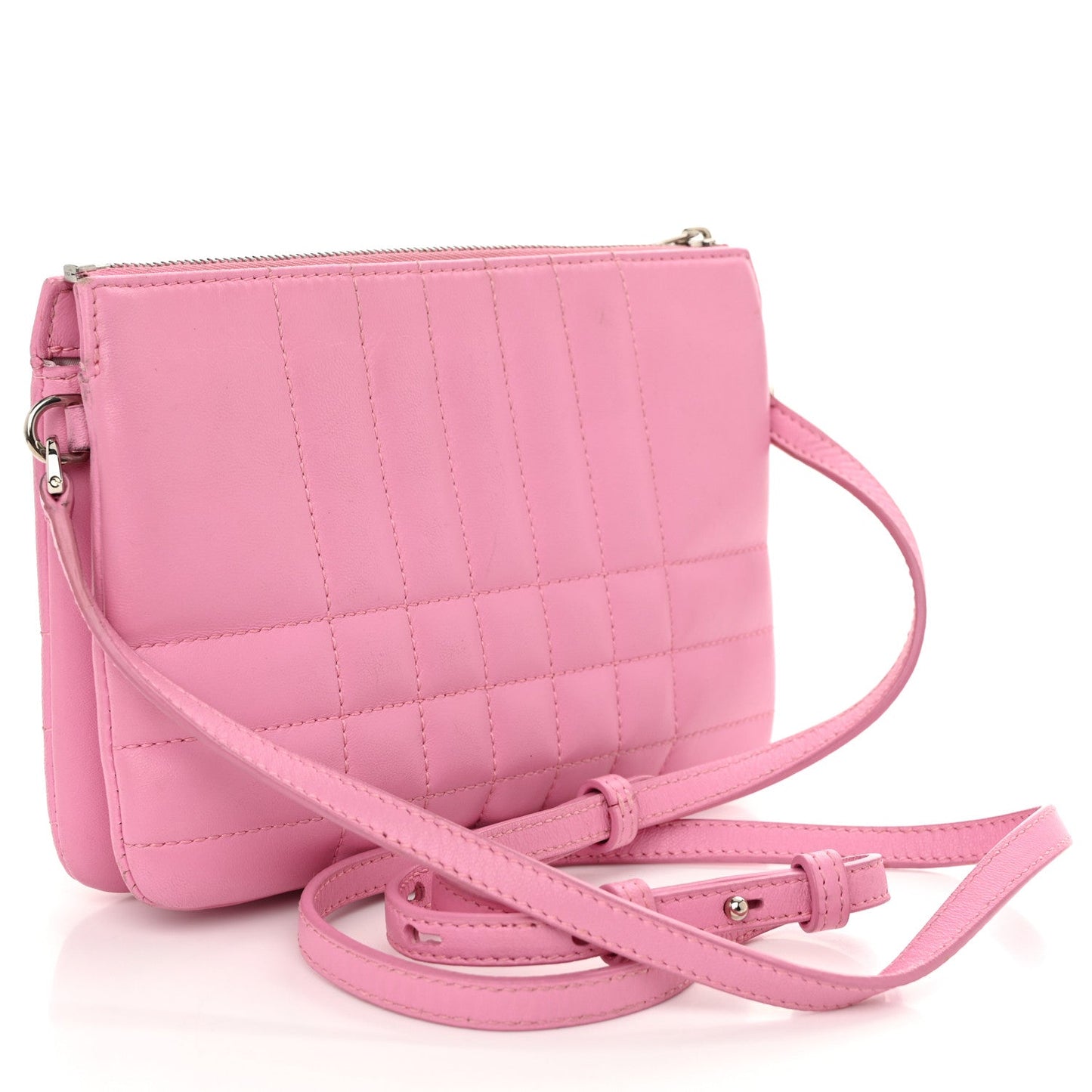 Lambskin Quilted Lola Double Pouch Crossbody Primrose Pink