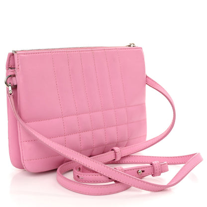 Burberry Lambskin Quilted Lola Double Pouch Crossbody Primrose Pink 2 of 10