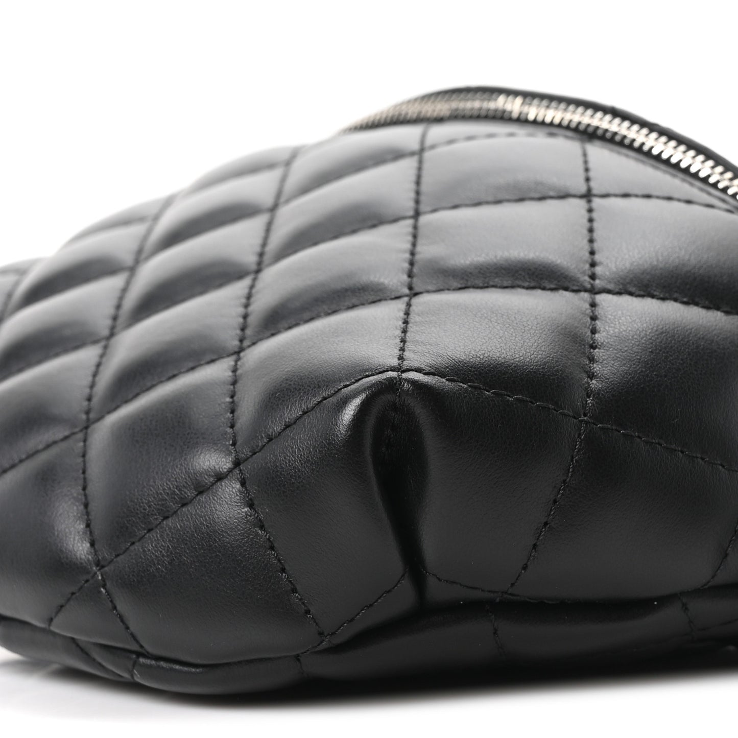 Calfskin Quilted Uniform Waist Belt Bag Black