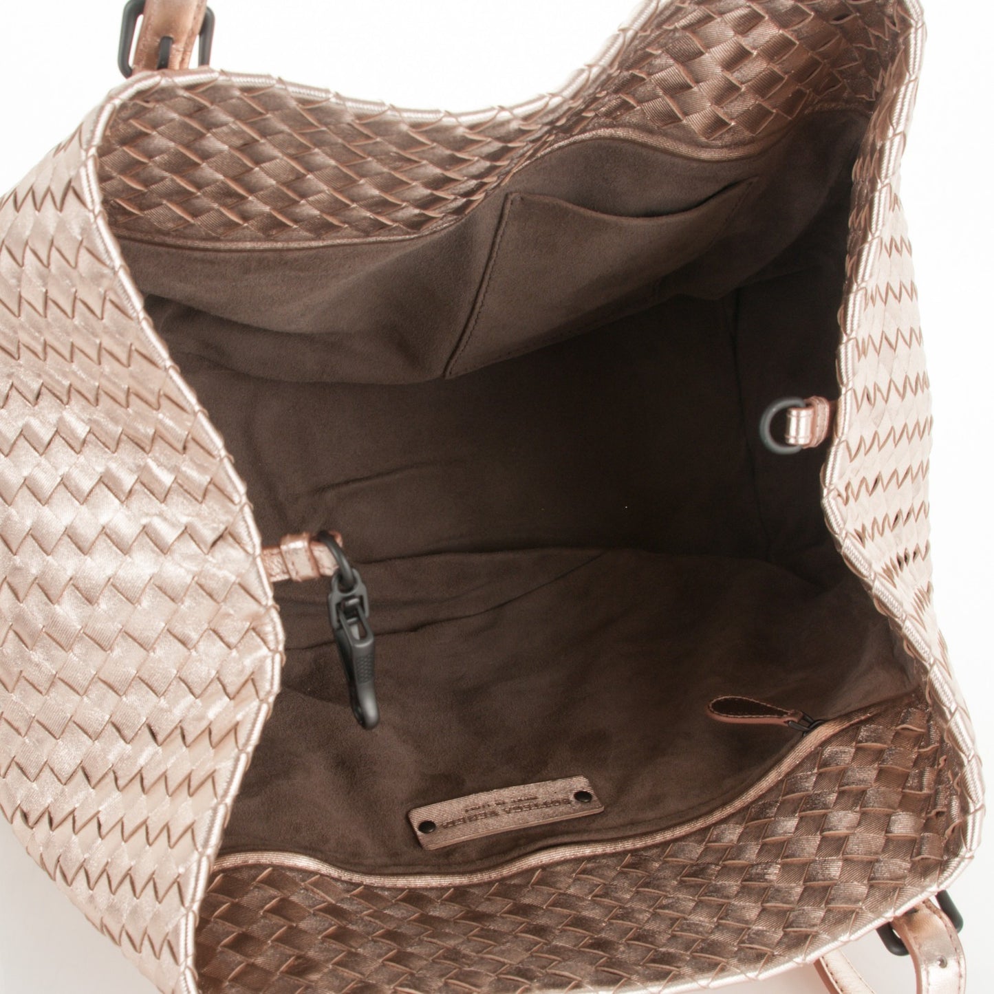 Metallic Grosgrain Intrecciato Medium A Shape Seamless Tote Rose Gold