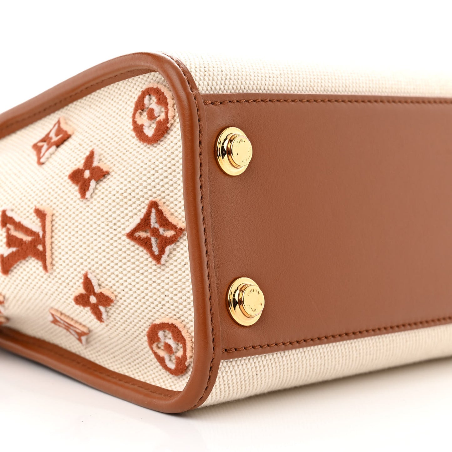 Canvas Calfskin Monogram On My Side PM Caramel Tan