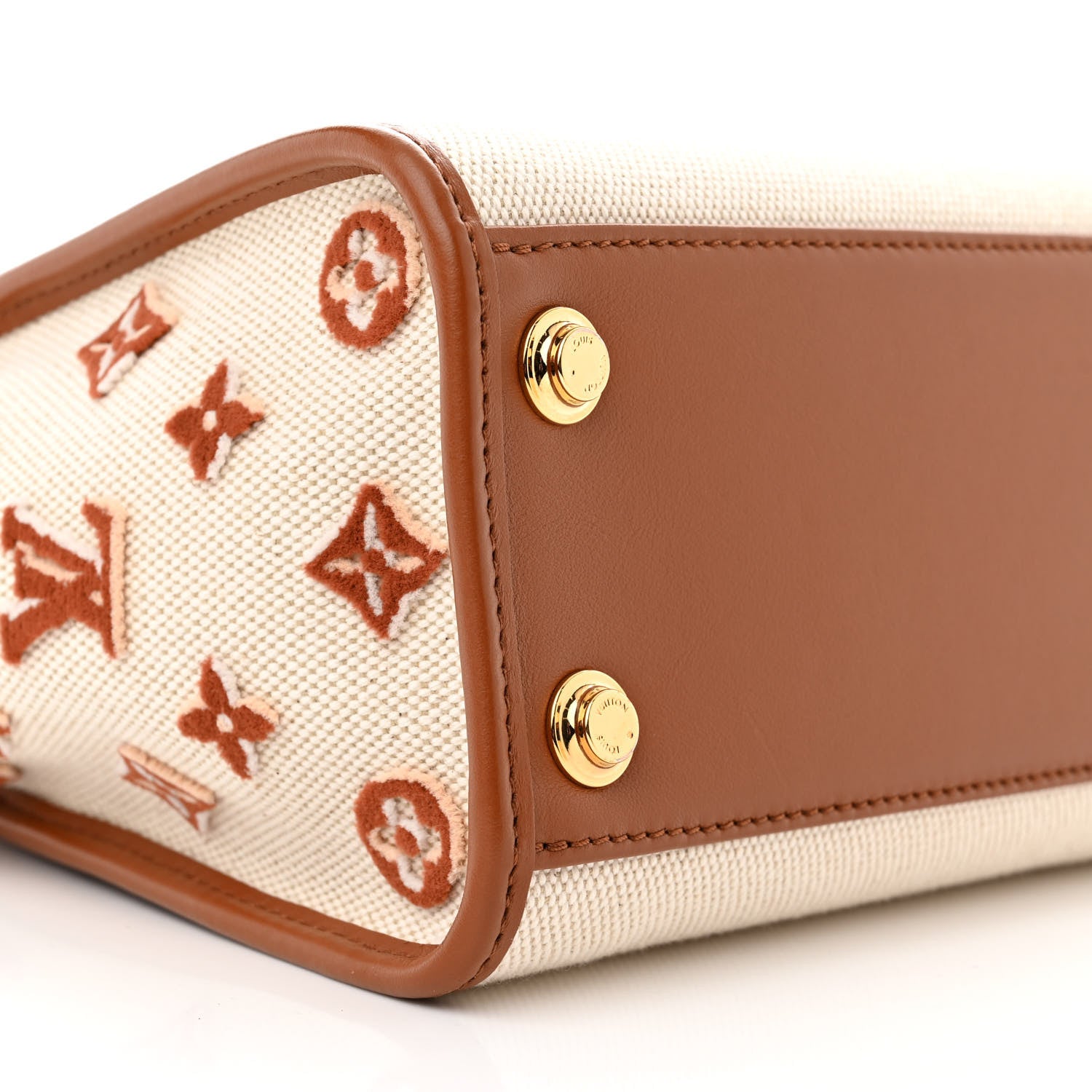 Louis Vuitton Canvas Calfskin Monogram On My Side PM Caramel Tan 8 of 10