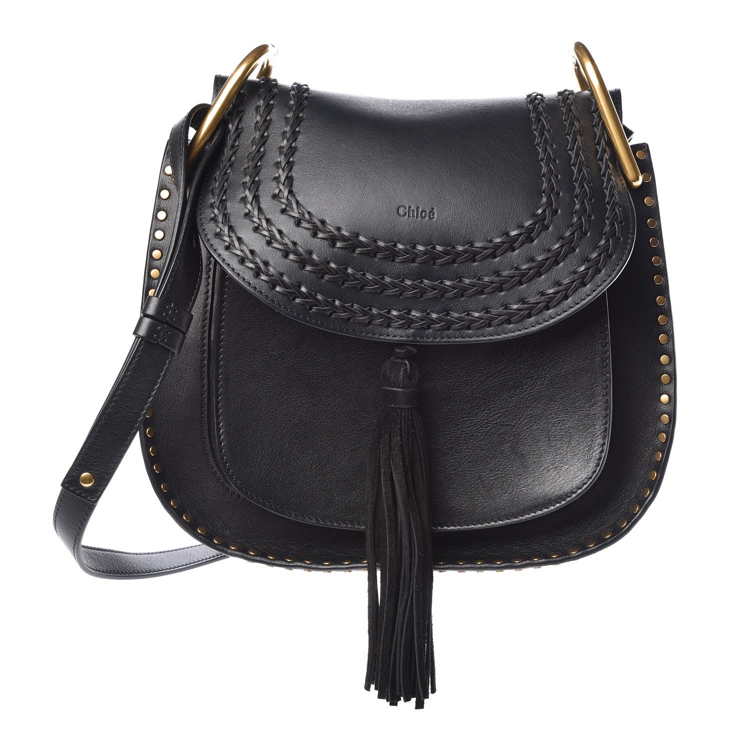 Chloe Calfskin Braided Medium Hudson Shoulder Bag Black 1 of 9