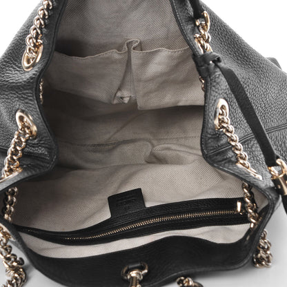 Gucci Pebbled Calfskin Medium Soho Chain Shoulder Bag Black 5 of 10