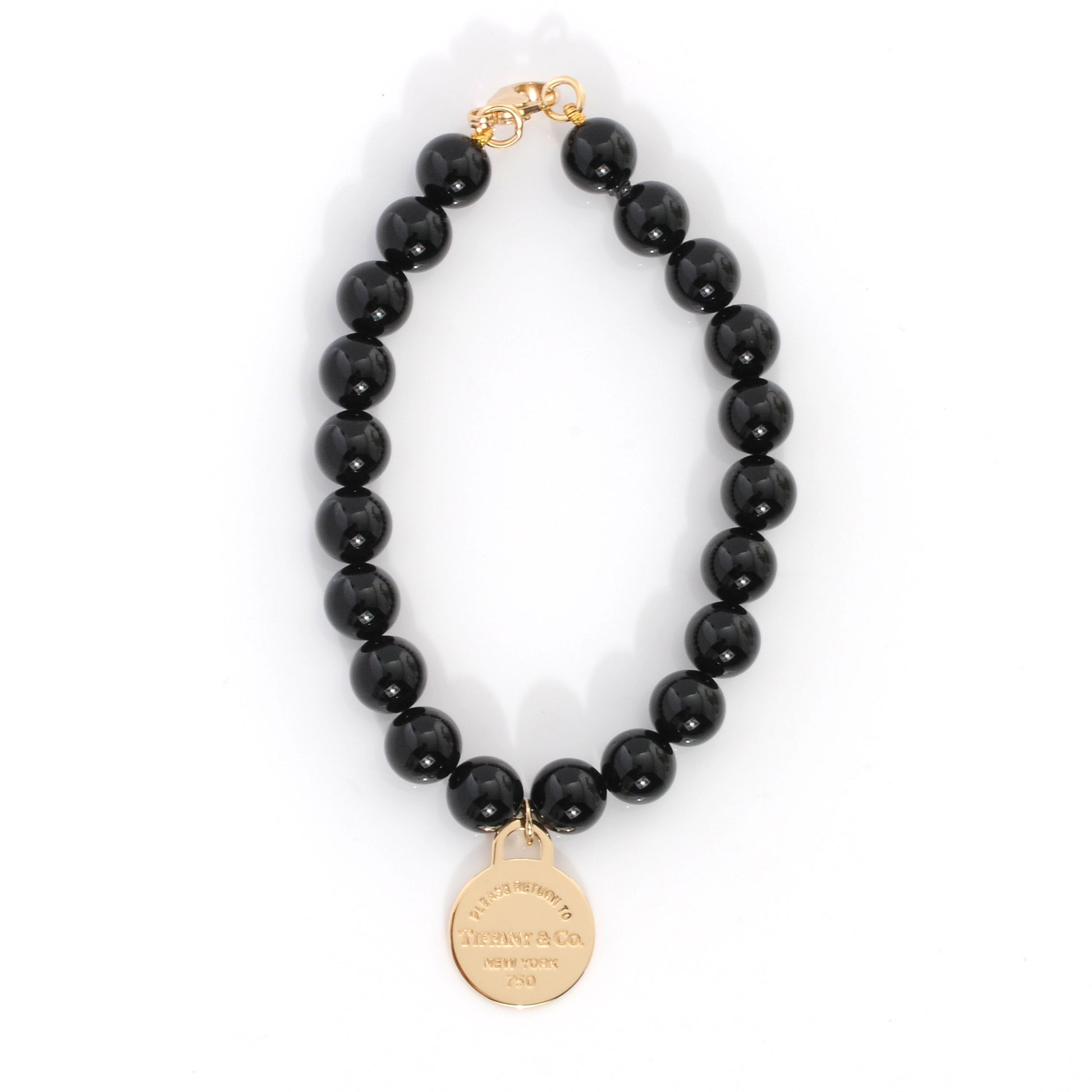 Tiffany 18K Yellow Gold Onyx Return To Bracelet 1 of 5