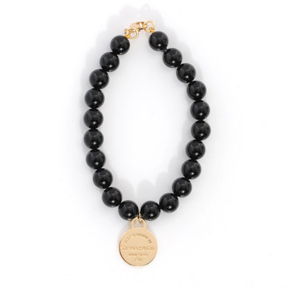 Tiffany 18K Yellow Gold Onyx Return To Bracelet 1 of 5