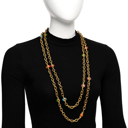 Chanel Beaded Resin CC Long Necklace Gold Multicolor 2 of 6