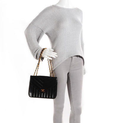 Chanel Lambskin Quilted Chevron Small Single Flap Black 2 of 9