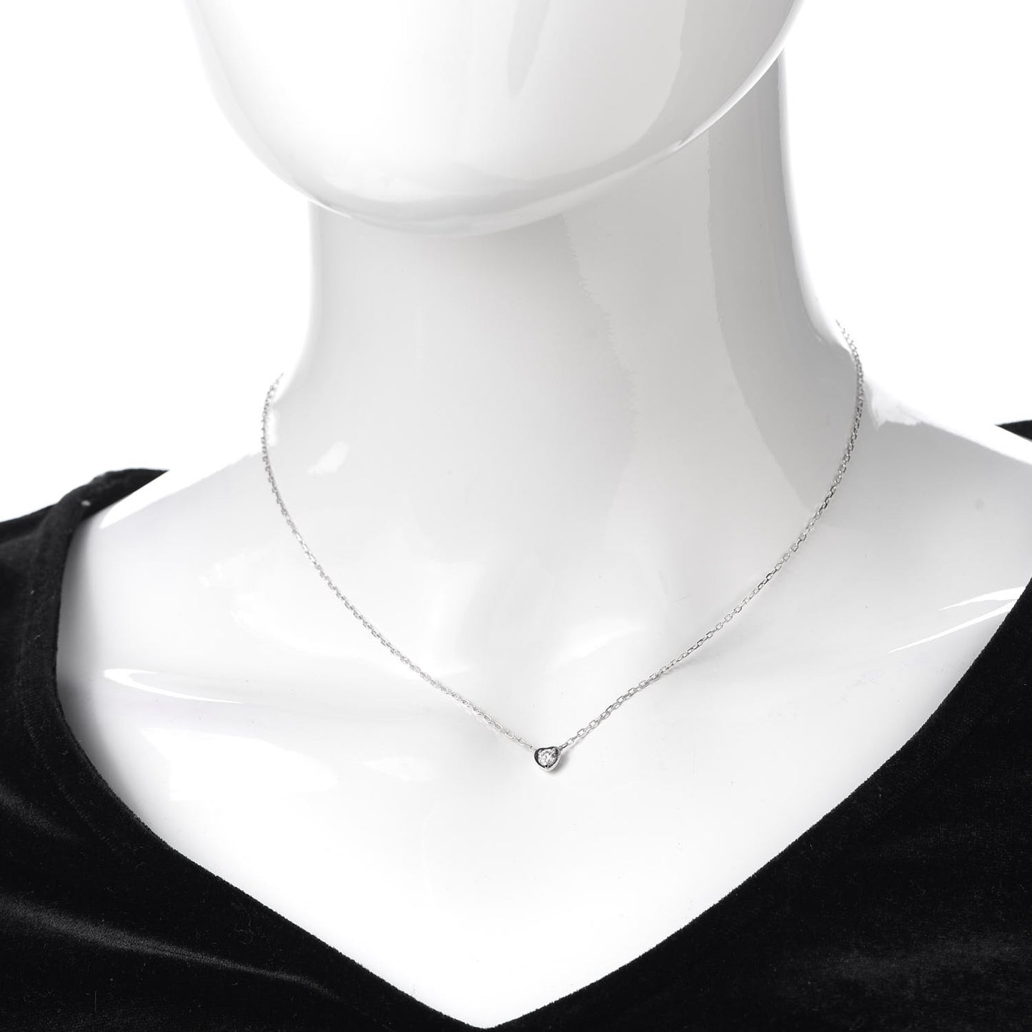 18K White Gold Diamond D'Amour Heart Pendant Necklace