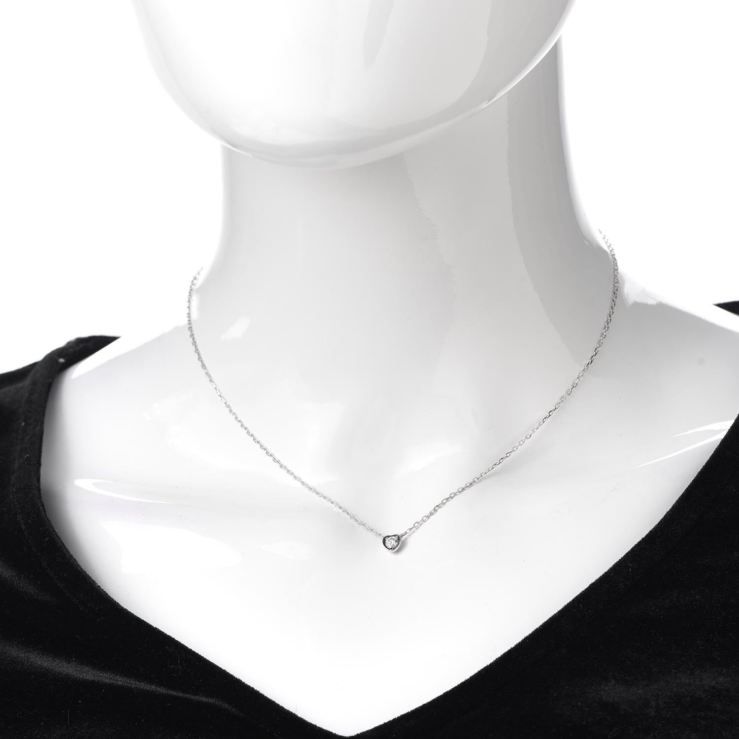 Cartier 18K White Gold Diamond D'Amour Heart Pendant Necklace 2 of 7