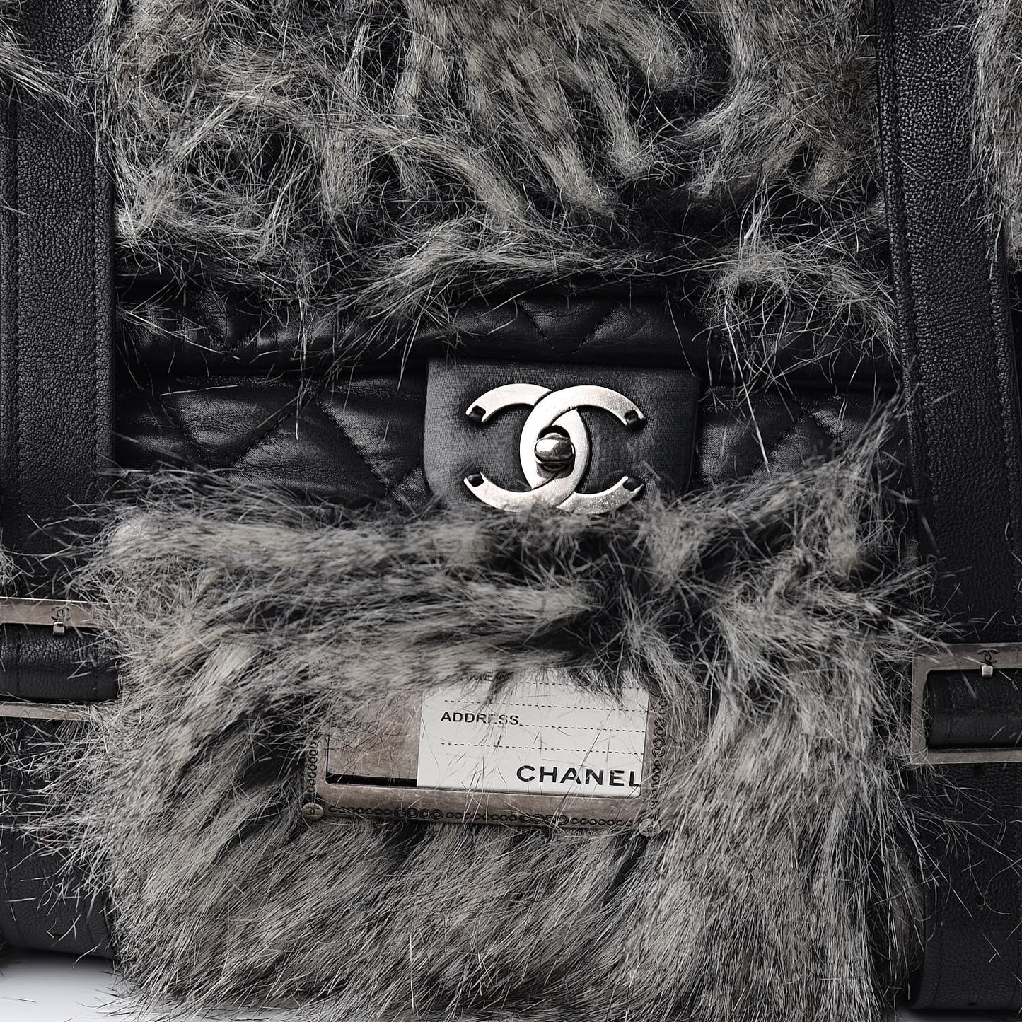 Iridescent Calfskin Fantasy Fur Backpack Grey
