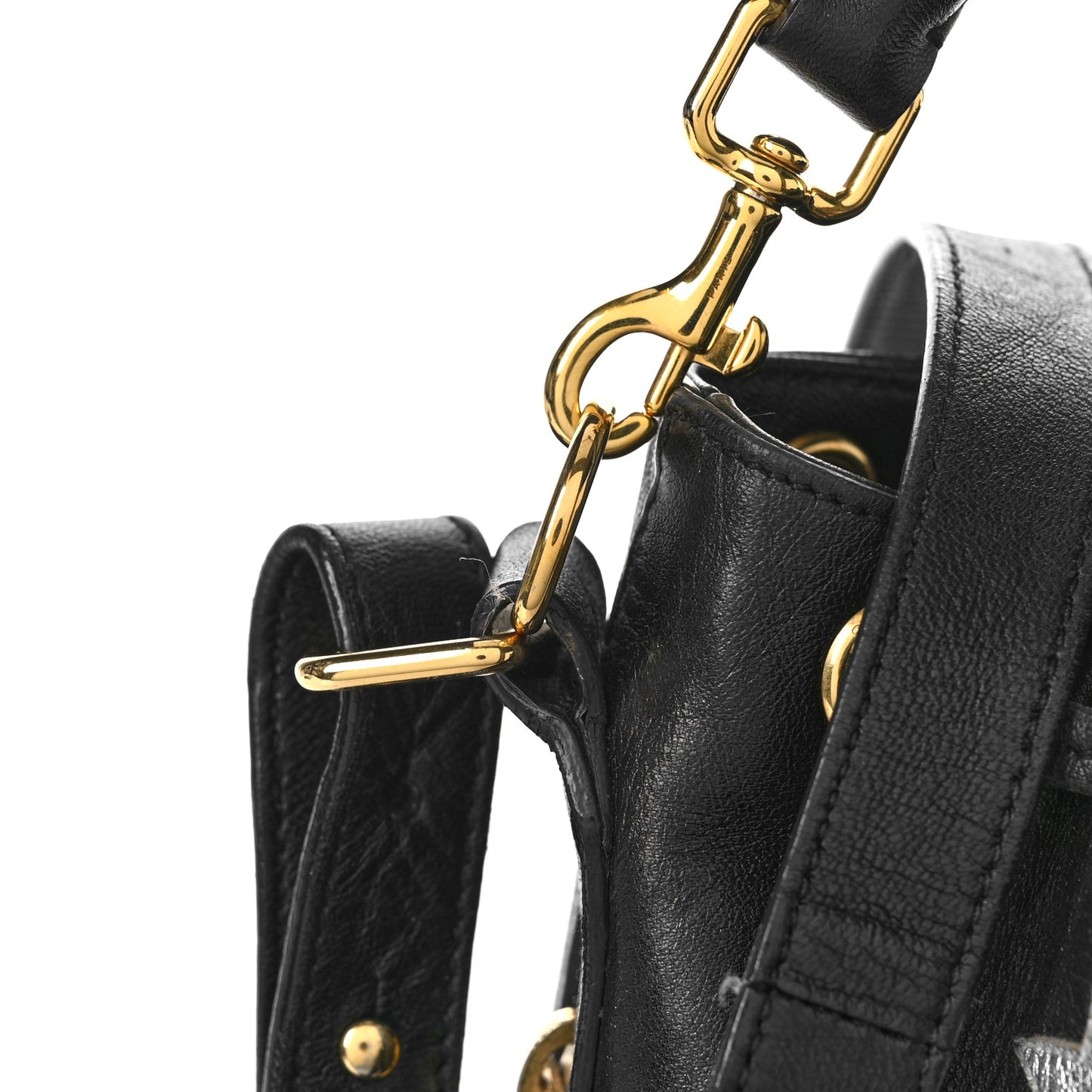 Calfskin Star Small Emmanuelle Bucket Bag Black