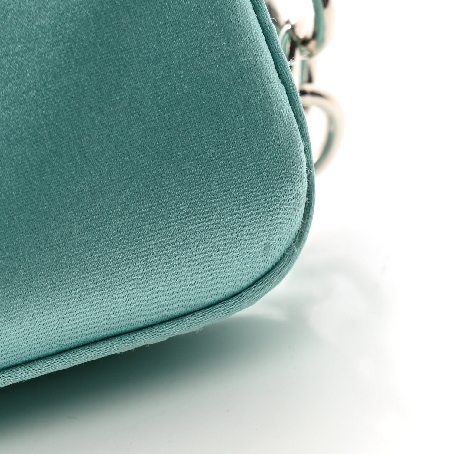 Fendi X TIFFANY Satin Silk Sterling Silver Nano Maxi Buckle Baguette Tiffany Blue 9 of 10