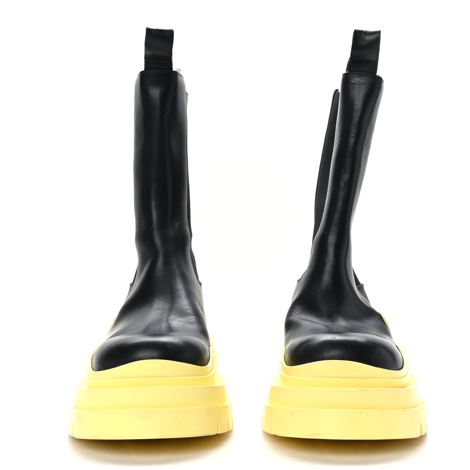 Bottega Veneta Calfskin The Tire Chelsea Boots 40 Black Yellow 2 of 7