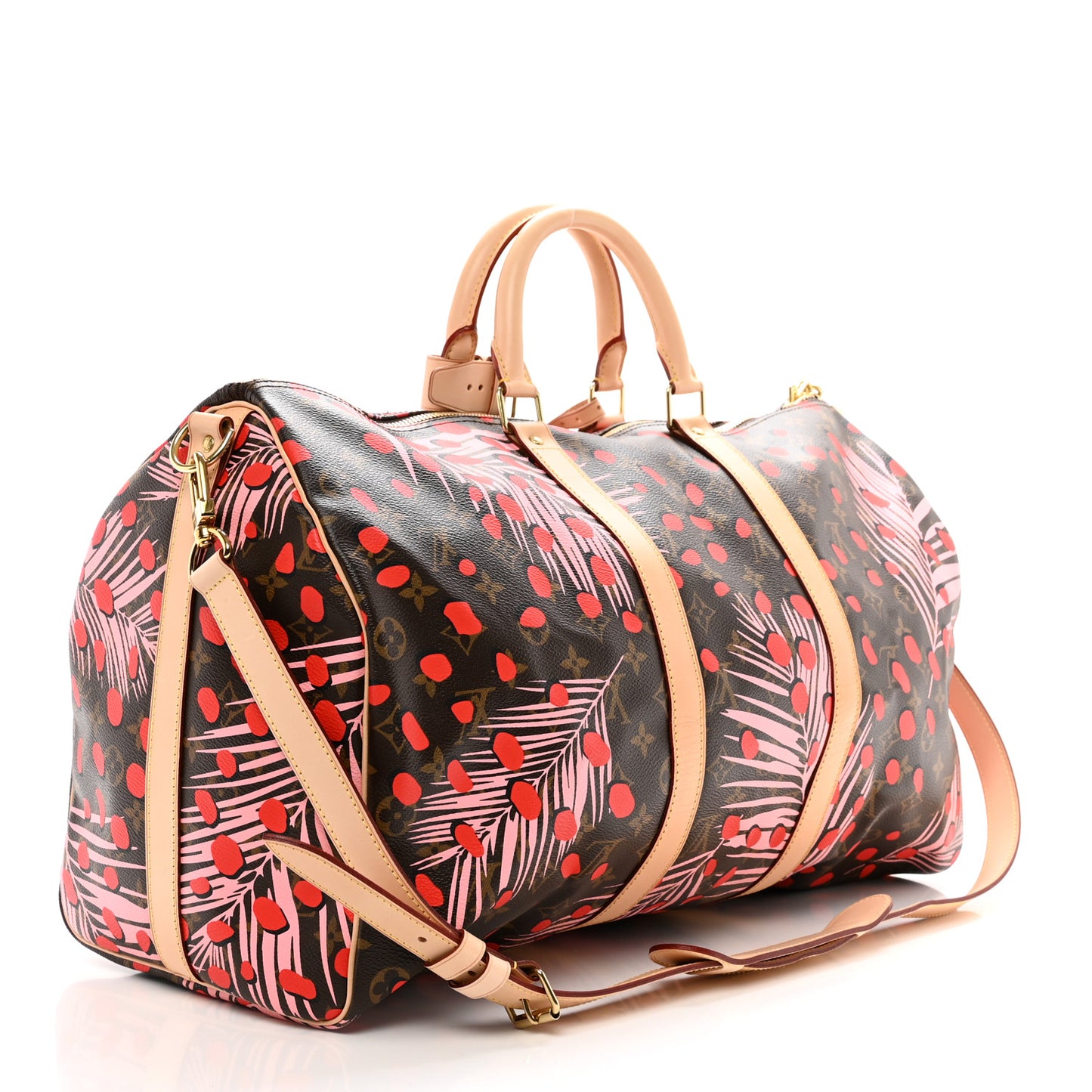 Monogram Jungle Dots Keepall Bandouliere 50 Sugar Pink Poppy