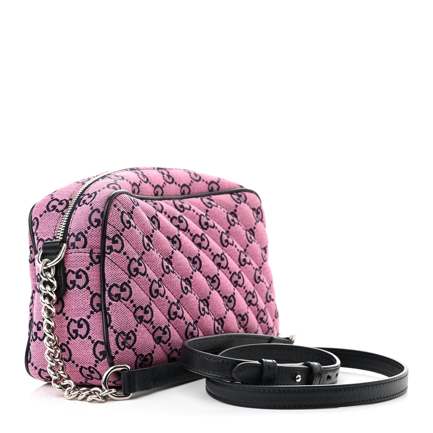 Gucci Monogram Multicolor Matelasse Diagonal Small GG Marmont Chain Shoulder Bag Pink Blue 3 of 10