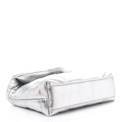Saint Laurent Metallic Lambskin Monogram Loulou Puffer Pouch Clutch Silver 4 of 10