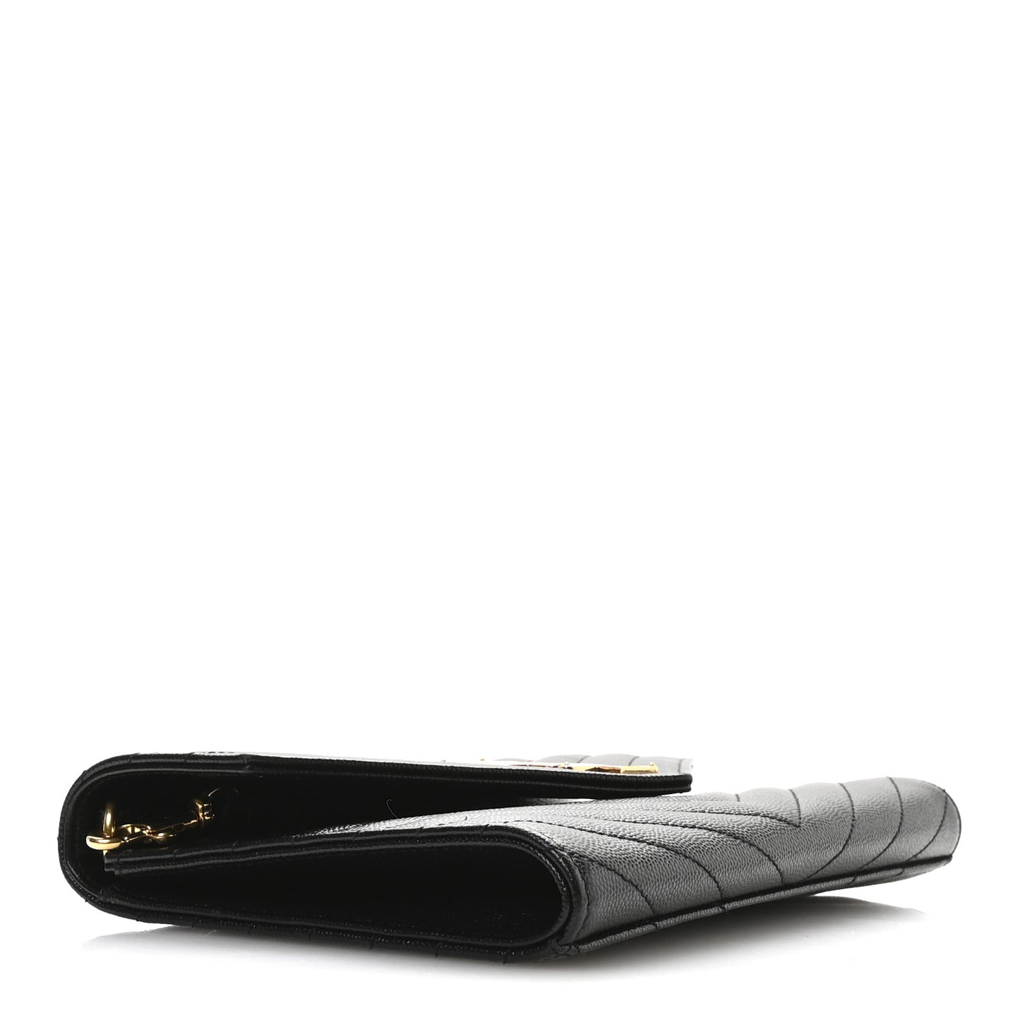 Grain De Poudre Matelasse Chevron Monogram Envelope Clutch Black
