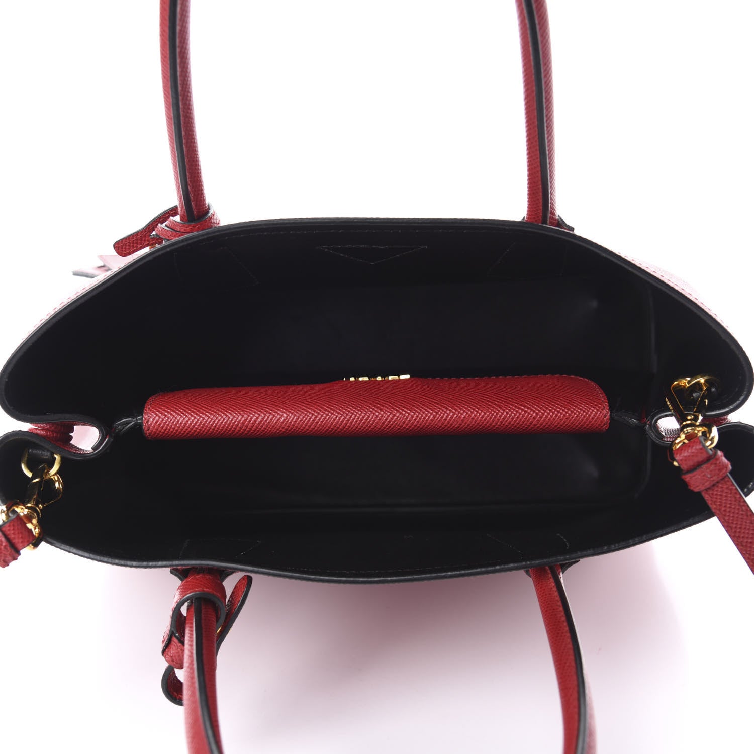 Prada Saffiano Cuir Medium Double Bag Fuoco Black 6 of 11