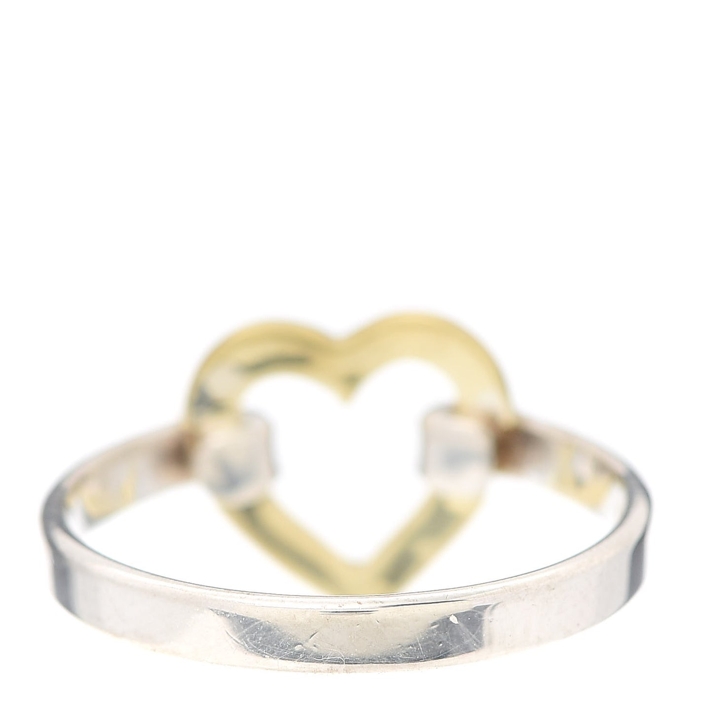 Sterling Silver 18K Yellow Gold Open Heart Ring 54 6.75