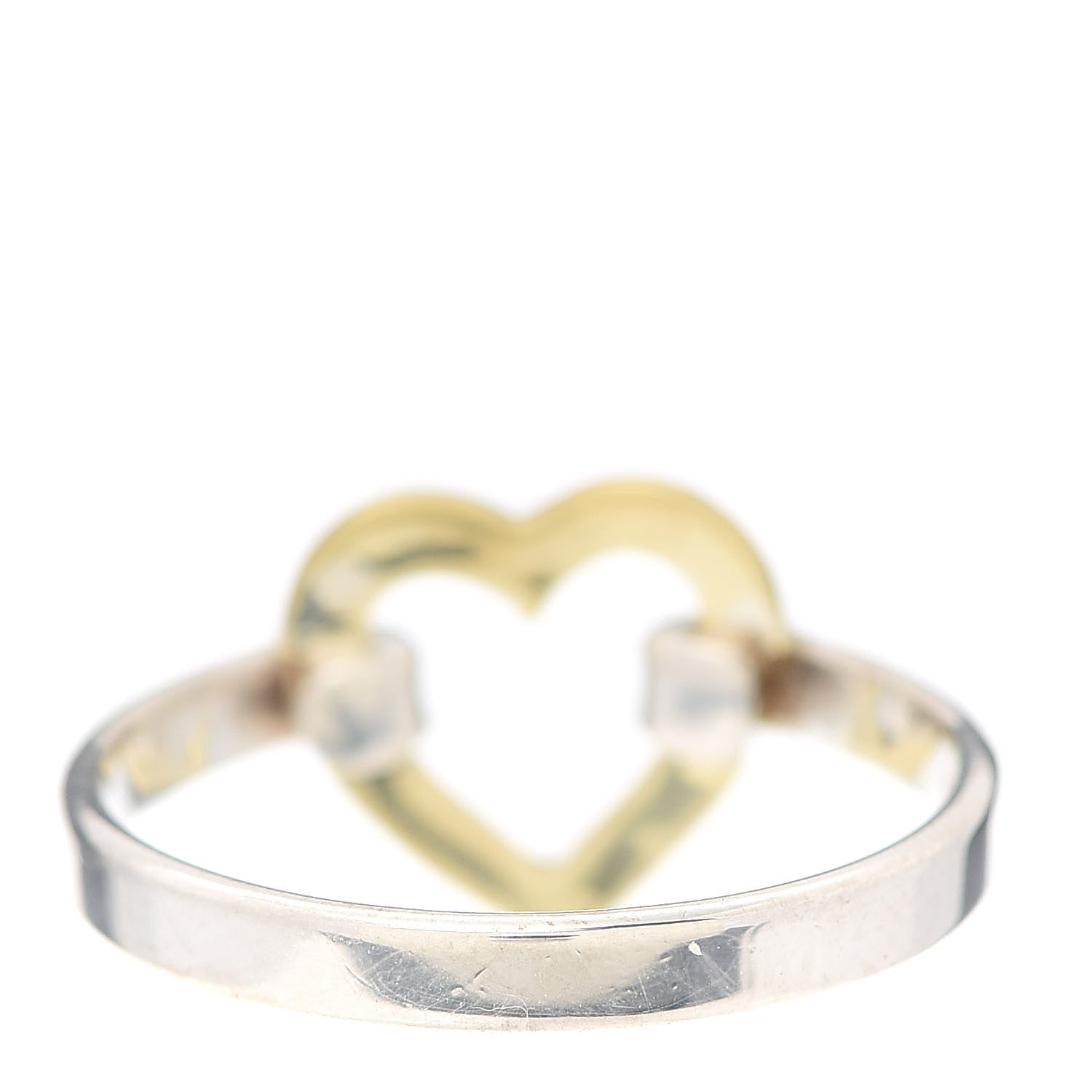 Tiffany Sterling Silver 18K Yellow Gold Open Heart Ring 54 6.75 3 of 5