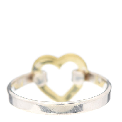 Tiffany Sterling Silver 18K Yellow Gold Open Heart Ring 54 6.75 3 of 5