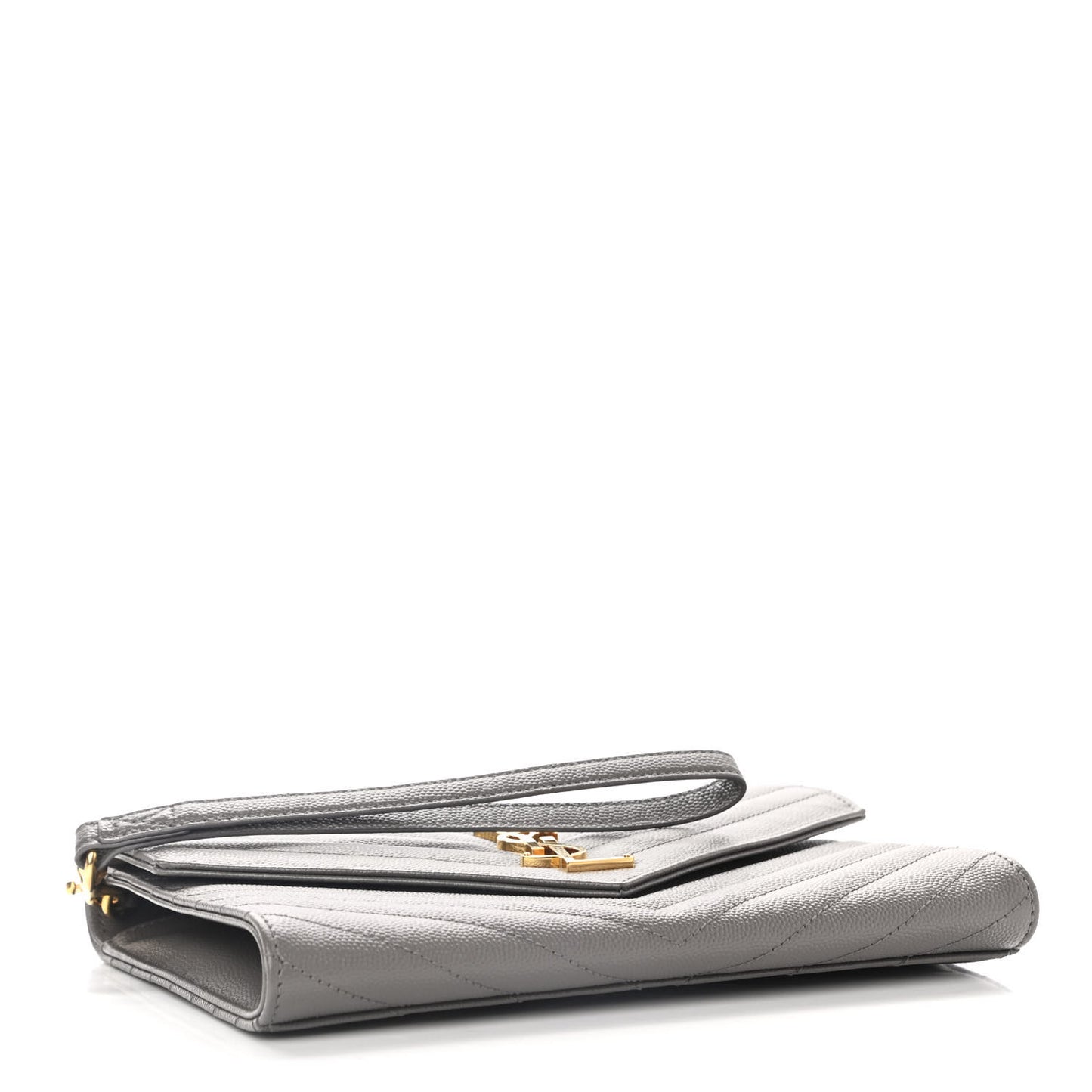 Grain De Poudre Matelasse Chevron Monogram Envelope Clutch Fog