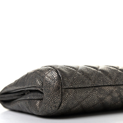 Chanel Metallic Caviar Quilted Clutch Dark Silver 8 of 9