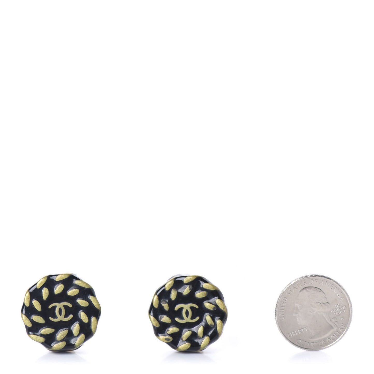 Resin CC Clip On Earrings Black Gold