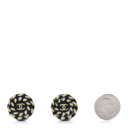 Chanel Resin CC Clip On Earrings Black Gold 2 of 5