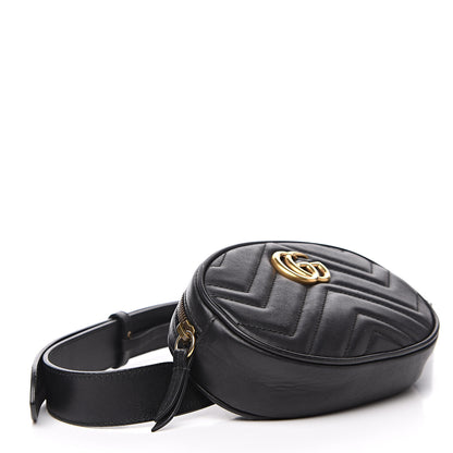 Gucci Calfskin Matelasse GG Marmont Belt Bag 85 34 Black 5 of 12