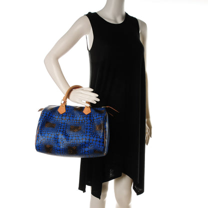 Louis Vuitton Monogram Kusama Town Speedy 30 Blue 2 of 8