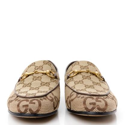 Gucci Monogram Jumbo GG Malaga Kid Horsebit Womens Jordaan Loafers 39.5 Camel Ebony New Acero Beige 3 of 10